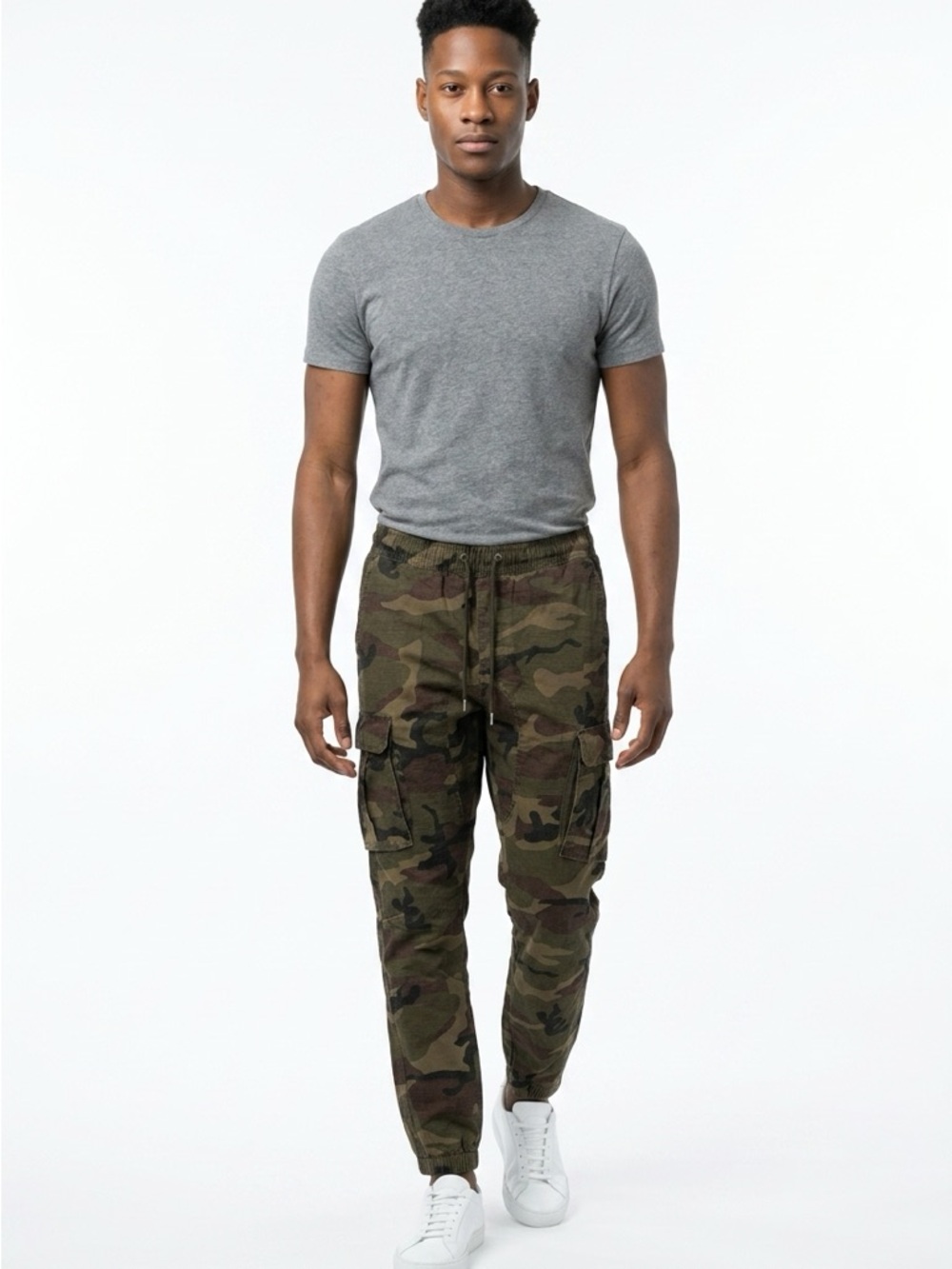 CSG Ripstop Men's L Camo Cargo Jogger Utility Elastic Drawstring Waist Pants